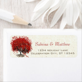 Red Heart Löv Träd Bröllop Returadress Etikett