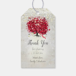 Red Heart Löv Träd under Stars Gift-Märkrna Presentetikett