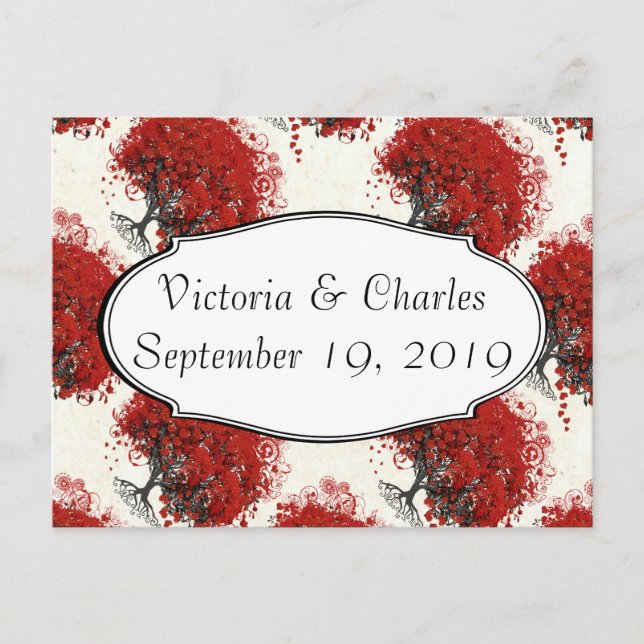 Red Heart Löv Träd Vykort (Framsida)