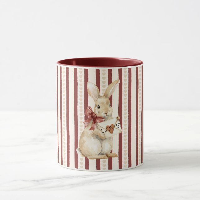 Red Heart Love Bunny Rabbit Mugg (Center)