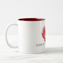 Red Heart Love Burning Flame Två-Tonad Mugg