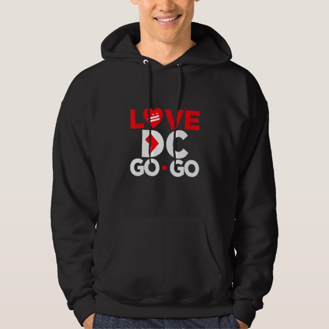 Red Heart Love Map DC Go Go Graphics Hoodie (Framsida)