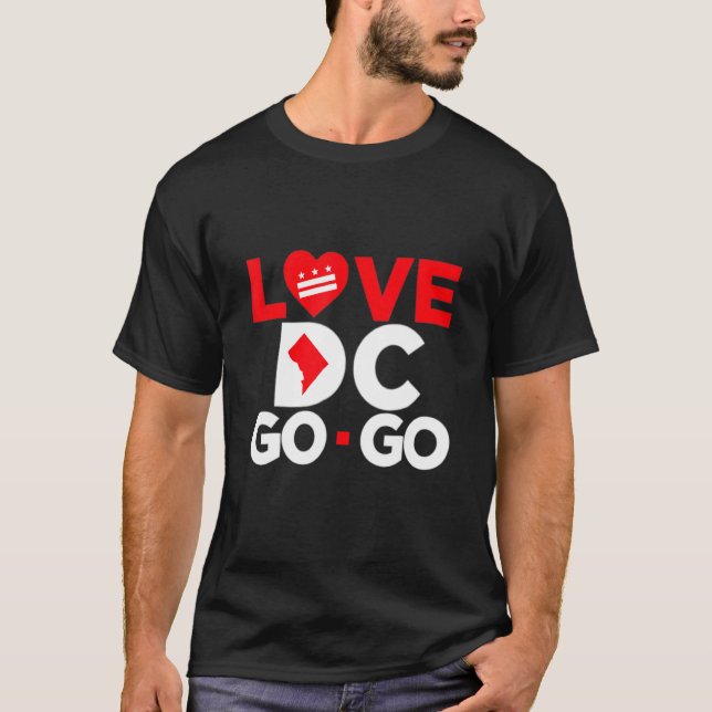 Red Heart Love Map DC Go Go Graphics T Shirt (Framsida)