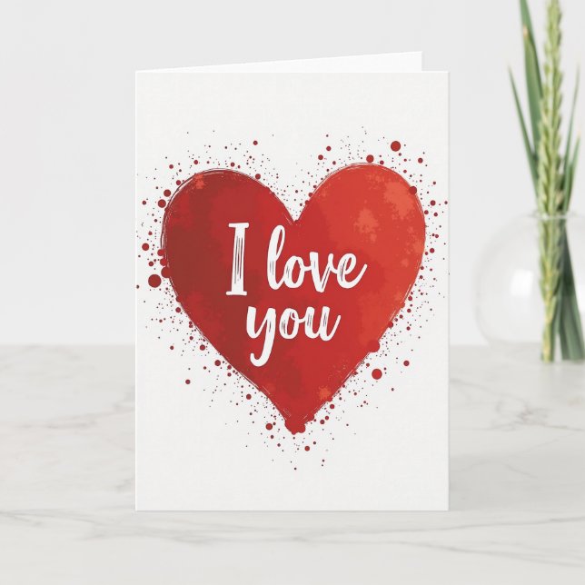 Red Heart Love You Art Card Kort (Framsida)