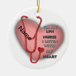 Red Heart LPN Nurse Julgransprydnad Keramik