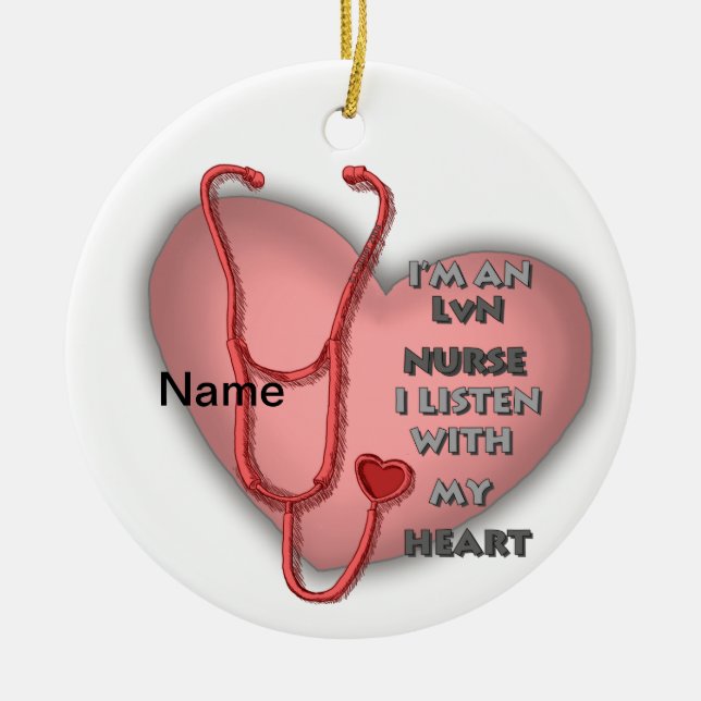 Red Heart LVN Nurse Julgransprydnad Keramik (Framsidan)