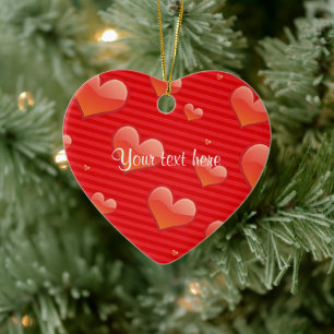 Red Heart-mall, anpassade, Julgransprydnad Keramik