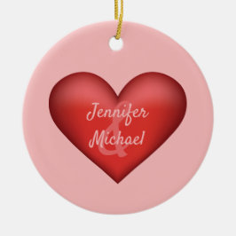 Red Heart med anpassade namn på ett par Julgransprydnad Keramik