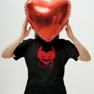 Red Heart med djävulen horn och svan T Shirt