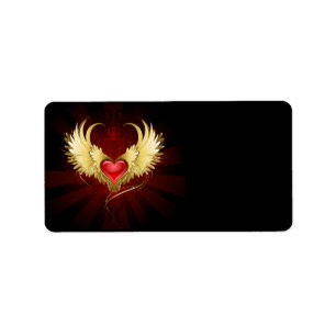 Red Heart med Golden Vingar Adressetikett