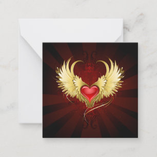 Red Heart med Golden Vingar Anteckningskort