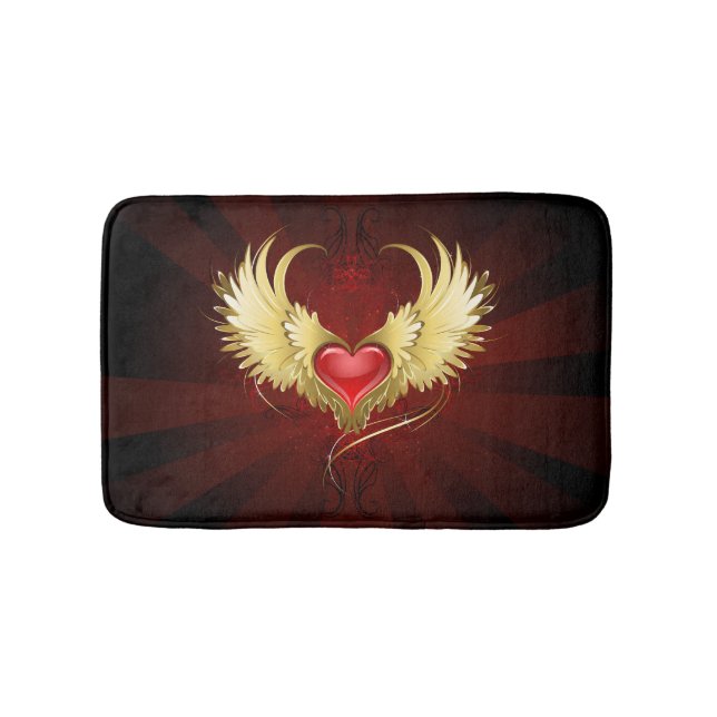 Red Heart med Golden Vingar Badrumsmatta (Framsidan)