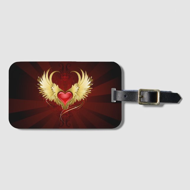 Red Heart med Golden Vingar Bagagebricka (Framsida horisontal)