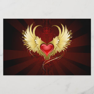 Red Heart med Golden Vingar Brevpapper