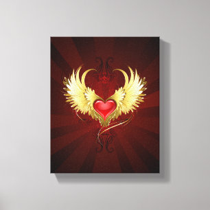 Red Heart med Golden Vingar Canvastryck