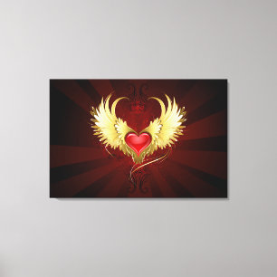 Red Heart med Golden Vingar Canvastryck