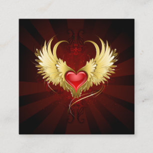Red Heart med Golden Vingar Fyrkantigt Visitkort