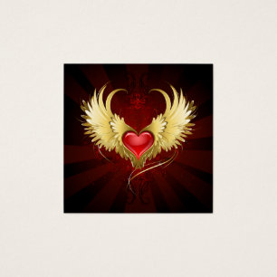 Red Heart med Golden Vingar Fyrkantigt Visitkort