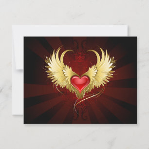 Red Heart med Golden Vingar Julkort