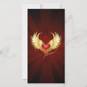 Red Heart med Golden Vingar Julkort