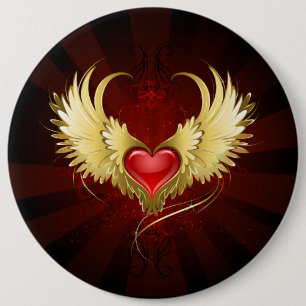 Red Heart med Golden Vingar Knapp