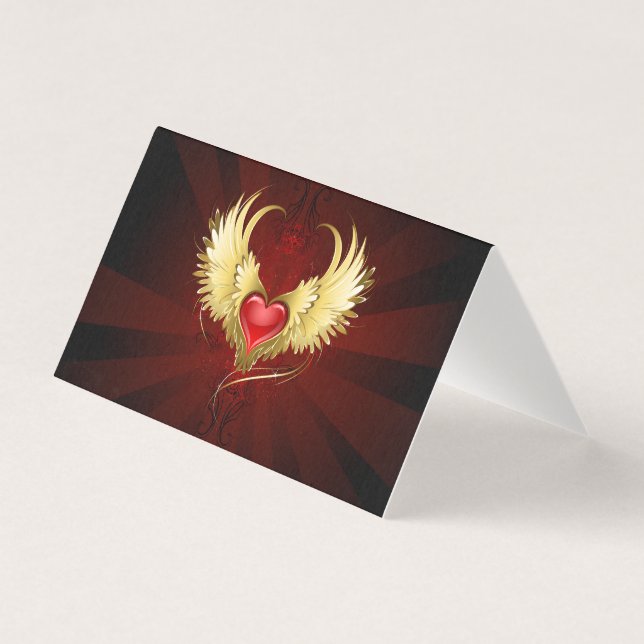 Red Heart med Golden Vingar Kort (Framsida)