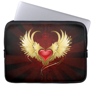 Red Heart med Golden Vingar Laptop Fodral