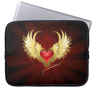 Red Heart med Golden Vingar Laptop Fodral