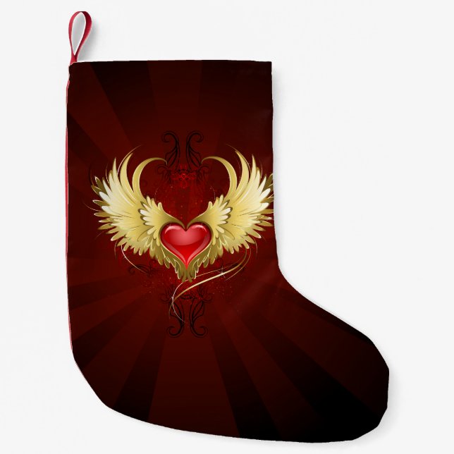 Red Heart med Golden Vingar Liten Julstrumpa (Framsidan)