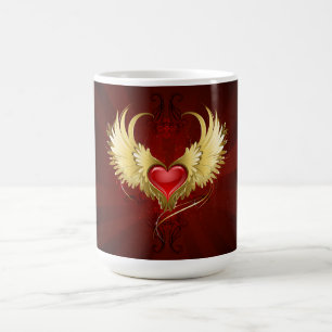 Red Heart med Golden Vingar Magisk Mugg