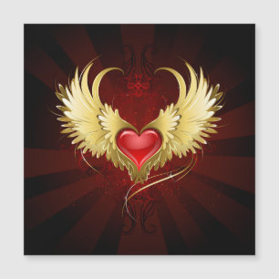 Red Heart med Golden Vingar Magnetisk Inbjudningskort
