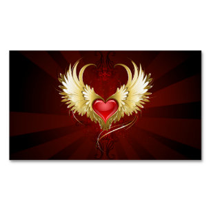 Red Heart med Golden Vingar Magnetiska Visitkort