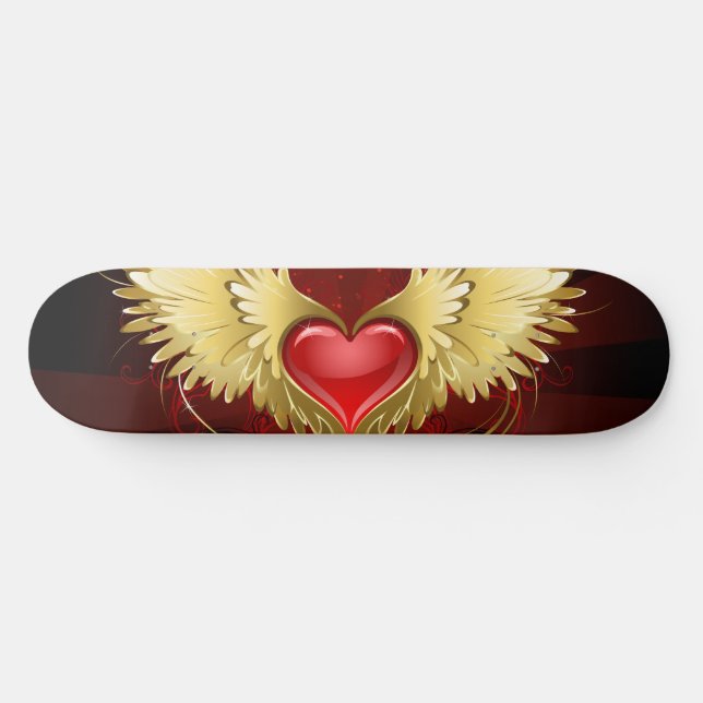 Red Heart med Golden Vingar Mini Skateboard Bräda 18,5 Cm (Horz)