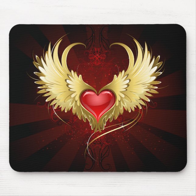 Red Heart med Golden Vingar Musmatta (Framsidan)
