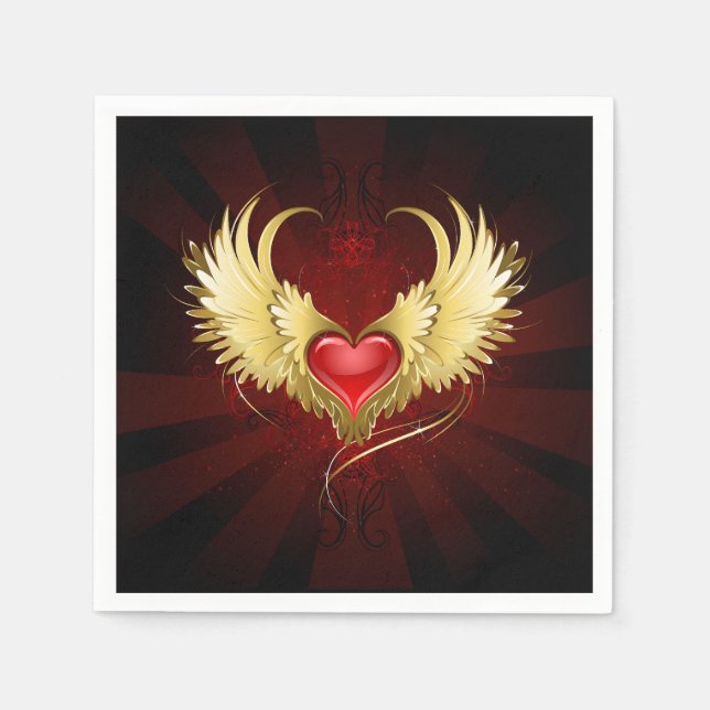 Red Heart med Golden Vingar Pappersservett (Framsidan)