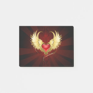 Red Heart med Golden Vingar Post-it Block