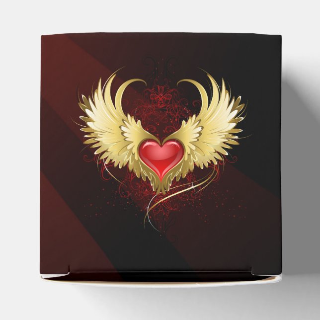 Red Heart med Golden Vingar Presentaskar (Överdel)