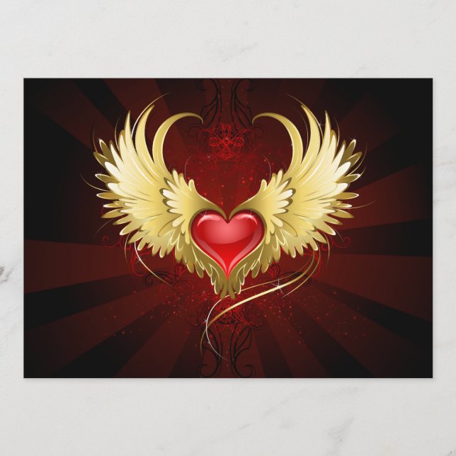 Red Heart med Golden Vingar Rådkort (Framsida)