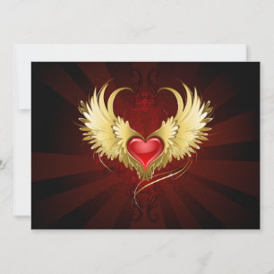 Red Heart med Golden Vingar Spara Datumet