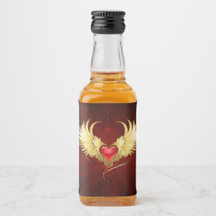 Red Heart med Golden Vingar Spritflaskor Etikett