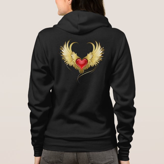 Red Heart med Golden Vingar T Shirt (Baksida)