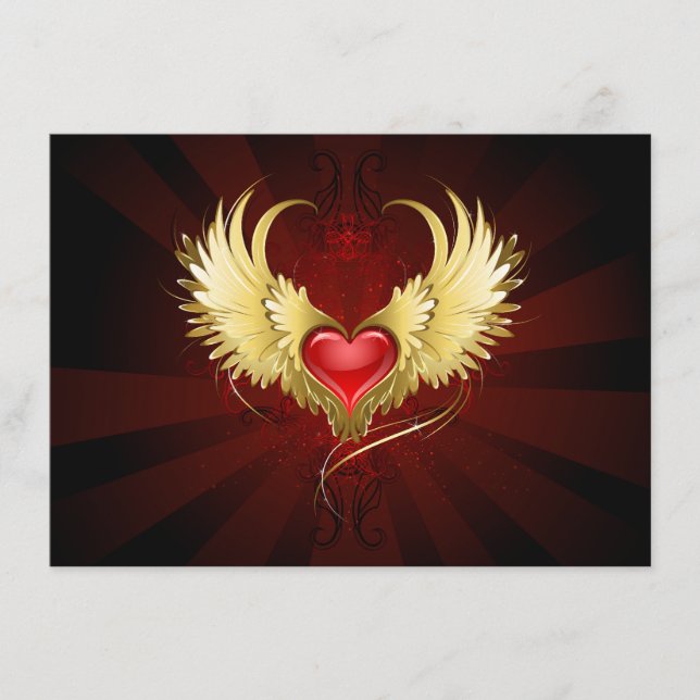 Red Heart med Golden Vingar Tilläggskort (Framsida)