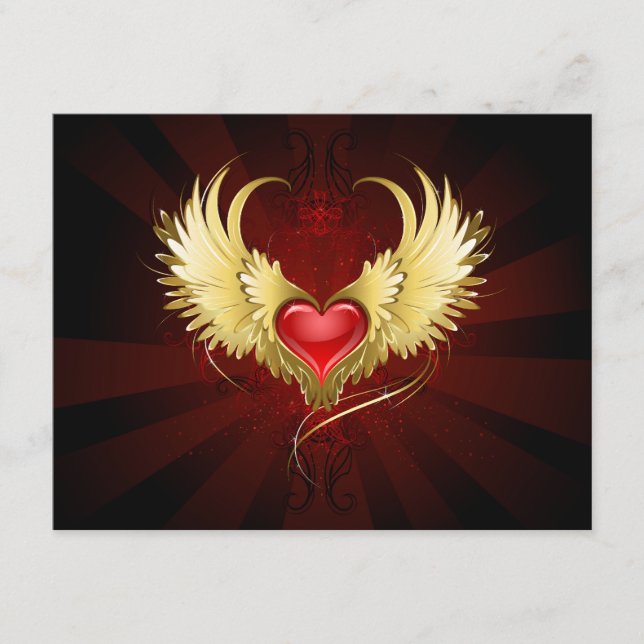 Red Heart med Golden Vingar Tilläggskort (Framsida)