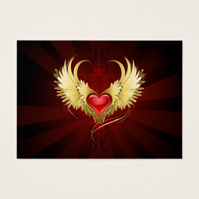 Red Heart med Golden Vingar Visitkort (Framsidan)