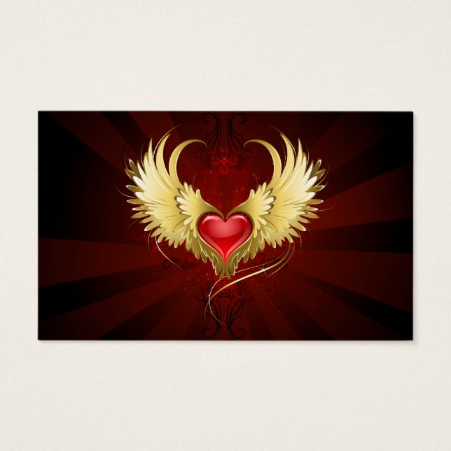 Red Heart med Golden Vingar Visitkort (Framsida)
