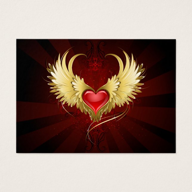 Red Heart med Golden Vingar Visitkort (Framsidan)