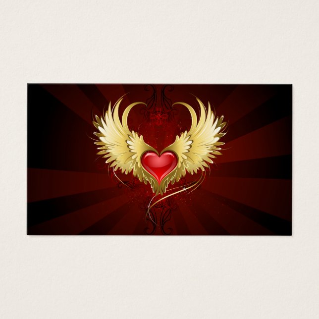 Red Heart med Golden Vingar Visitkort (Framsidan)