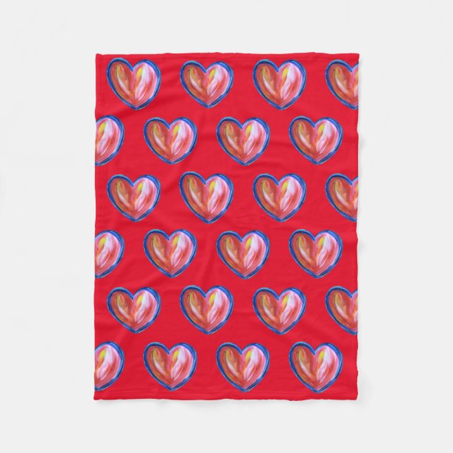 Red Heart med Hope Soft Ull Throw Blanket Fleecefilt (Framsidan)