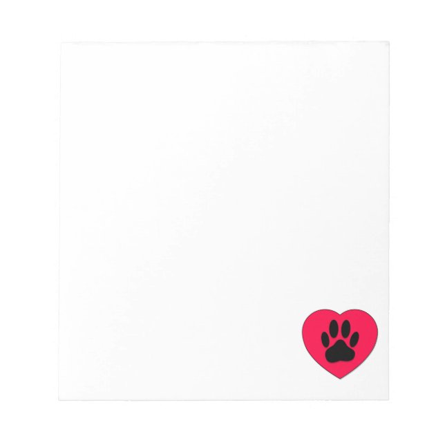 Red Heart med Hund Paw Print Anpassningsbar Anteckningsblock (Framsida)