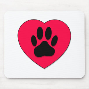 Red Heart med Hund Paw Print Musmatta